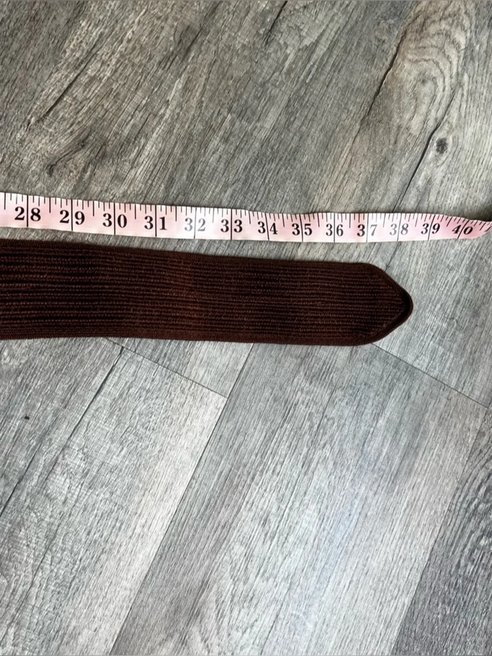 Vintage Chocolate Brown Woven Elastic Waist Belt with Covered Buckle